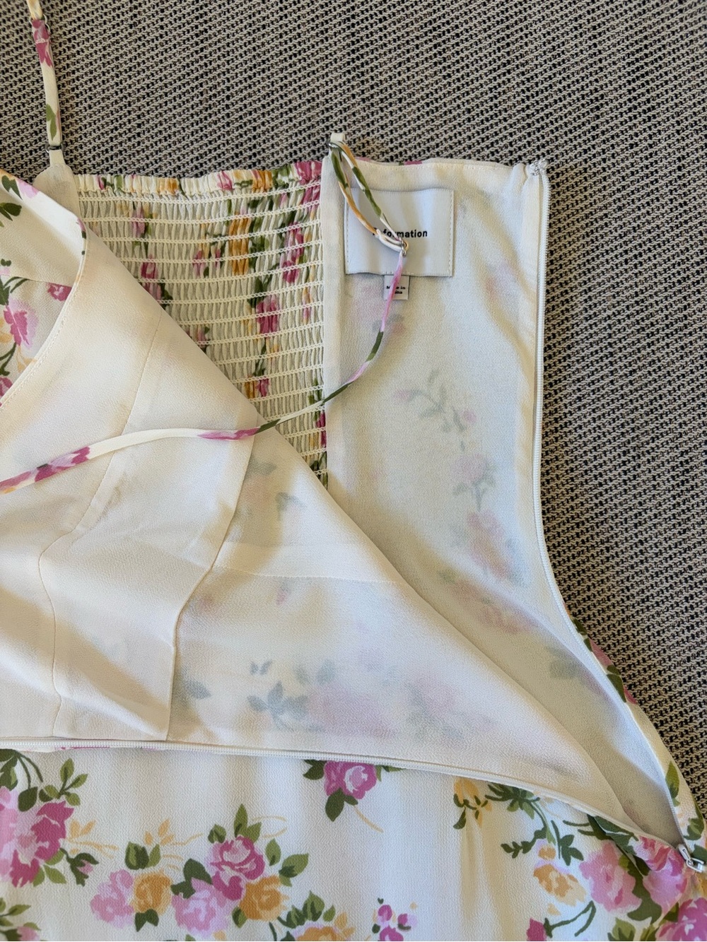 NEW Reformation Milica Midi Dress Posy Cream Pink Floral | US 6 UK 10 - Picture 12 of 16